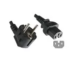 Síťový kabel CEE 7/7 90° do zástrčky horkého spotřebiče C15, 1mm², VDE, černý, délka 5,00 m